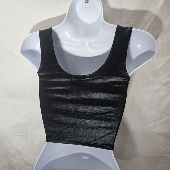 90s pleather gothic latex type crop corset top - Picture 3 of 5